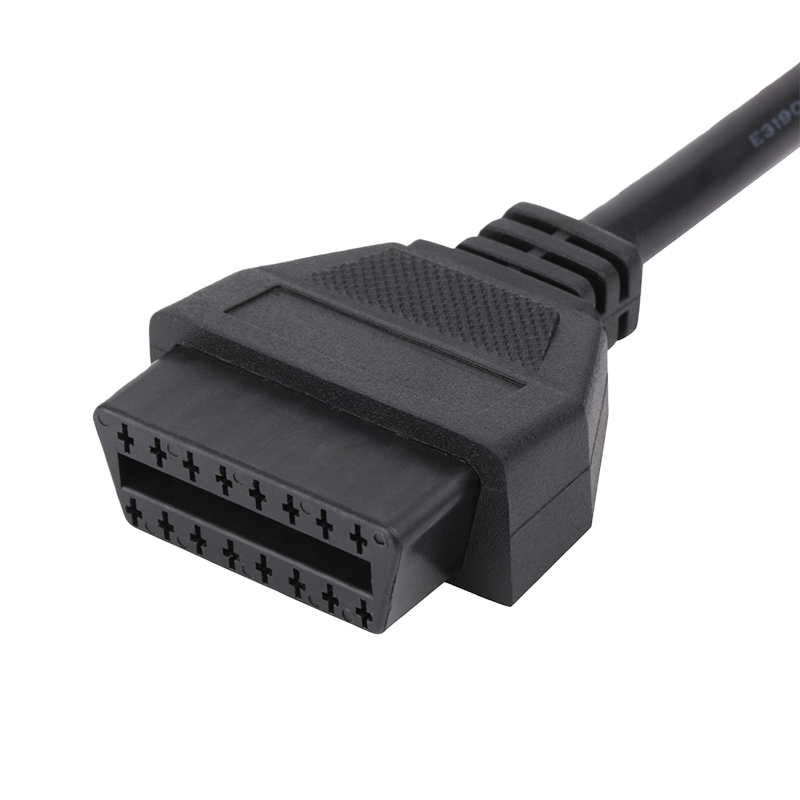 Custom 16-Pin Male Female 12V J1962 Diagnostic Cable Harness Black for Car Code Reader