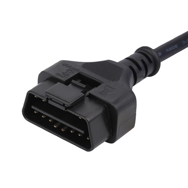 Custom 16-Pin Male Female 12V J1962 Diagnostic Cable Harness Black for Car Code Reader