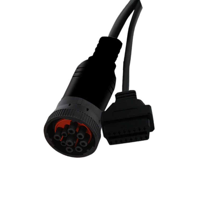 Custom 16-Pin OBDII J1962 To 9-Pin J1939 Diagnostic Cable With PVC Insulation 12-24V OBD OBD2 Connector