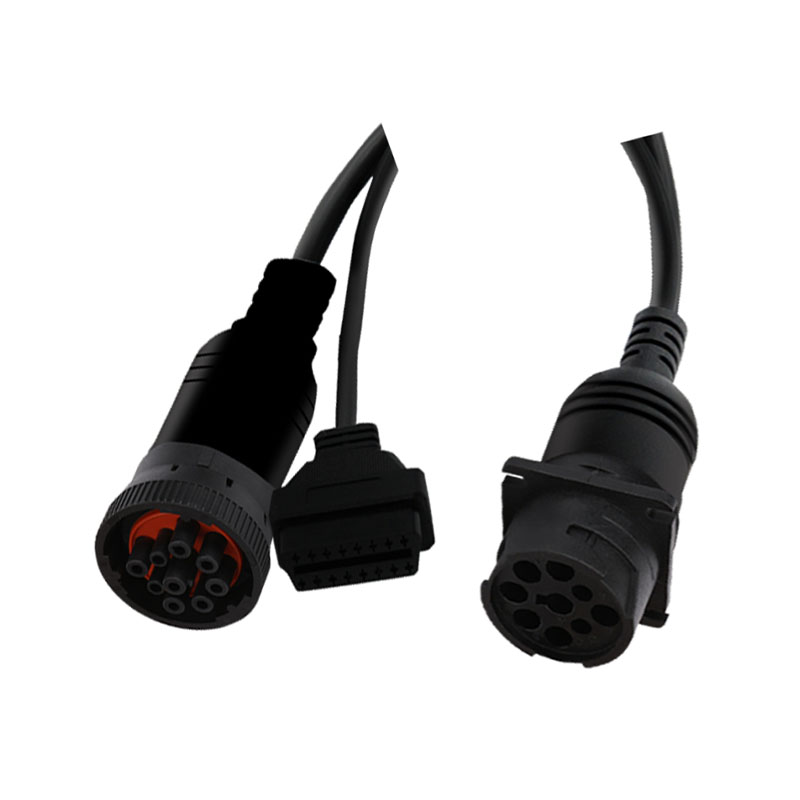 Custom 16-Pin OBDII J1962 To 9-Pin J1939 Diagnostic Cable With PVC Insulation 12-24V OBD OBD2 Connector